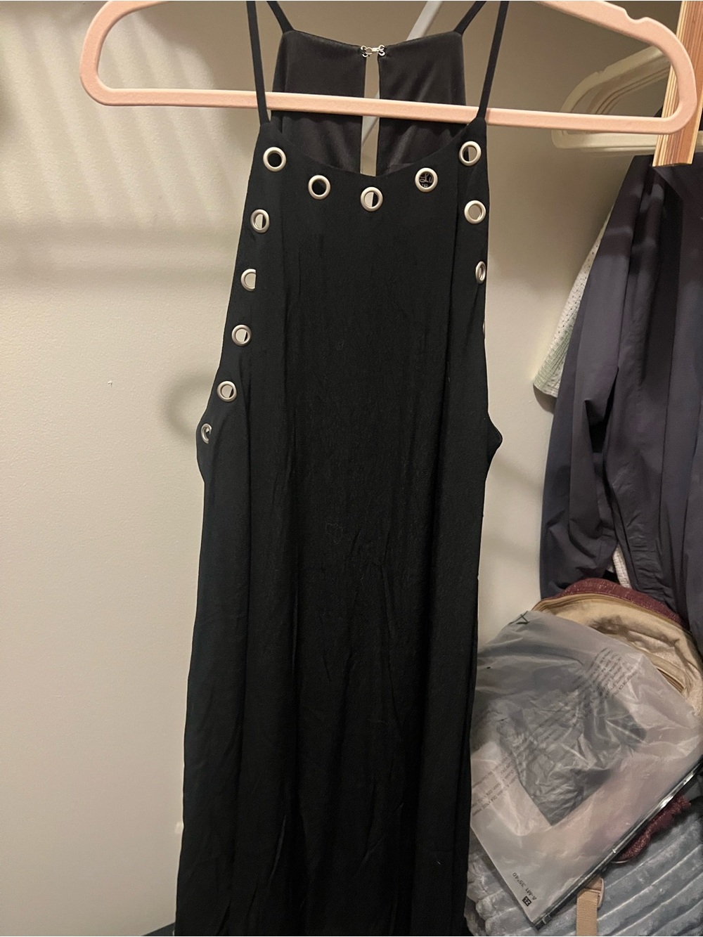 Lulu's Black Eyelet Halter Maxi Dress